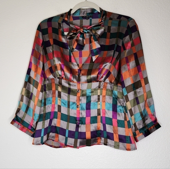 Etro Silk Multicolored Tie Front Blouse 42 - Picture 1 of 5